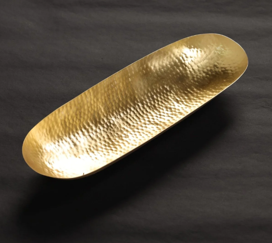 Hammered Brass Oval Tray