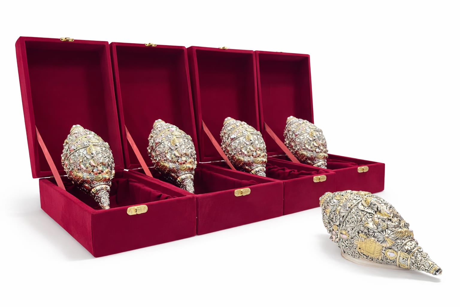 Decorative Silver Plated Conch Set