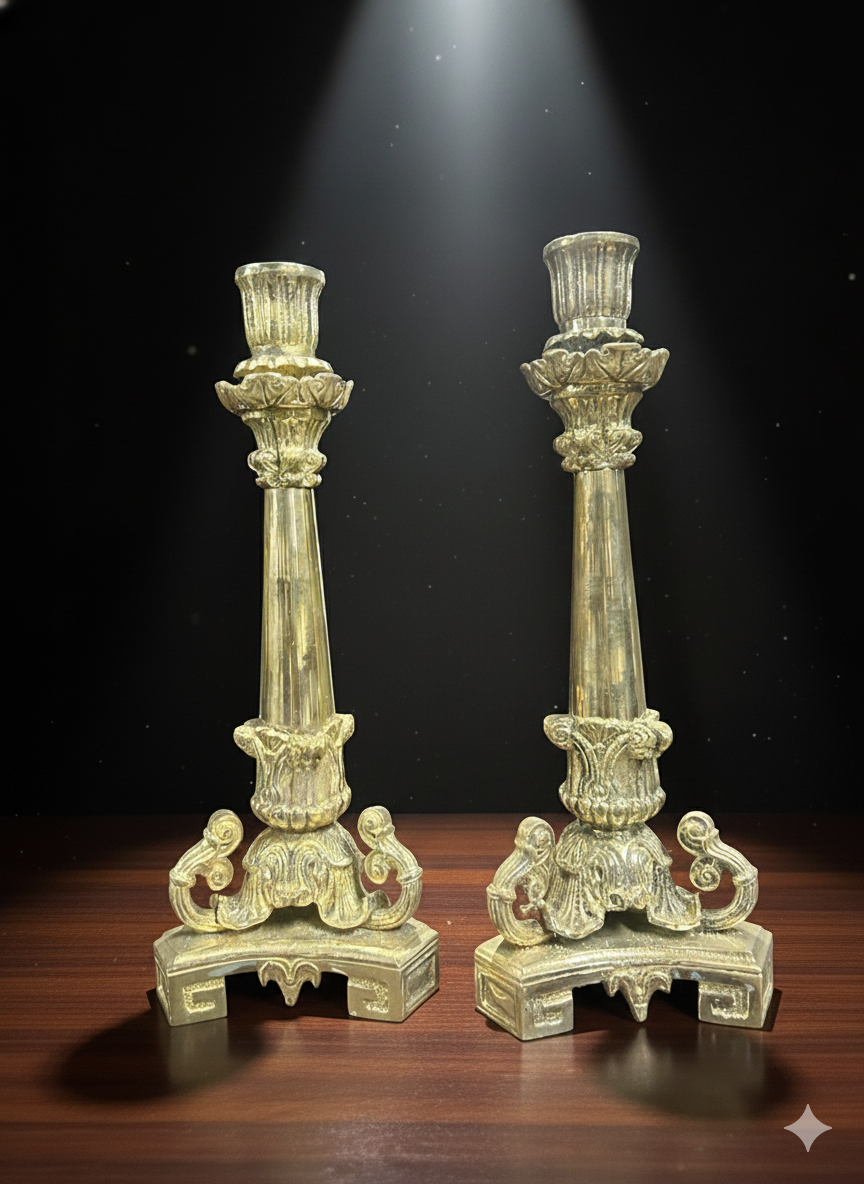Antique Brass Candle Holders