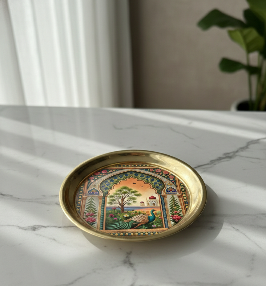 Hand-Painted Brass Decorative Plate