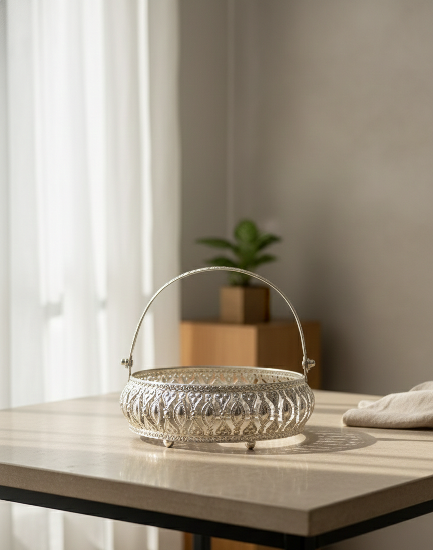Silver Decorative Basket