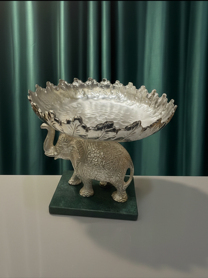 Silver Elephant Decorative Bowl