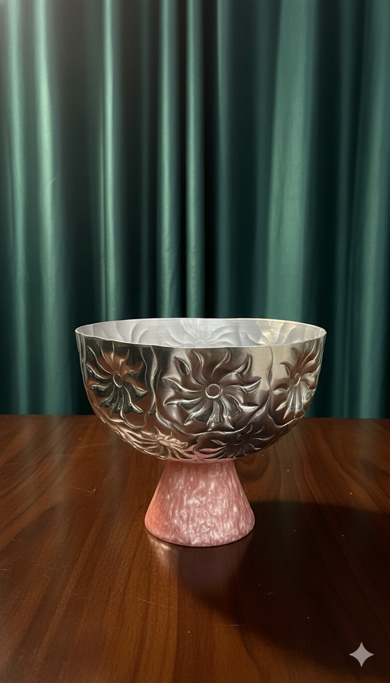 Decorative Floral Metal Bowl