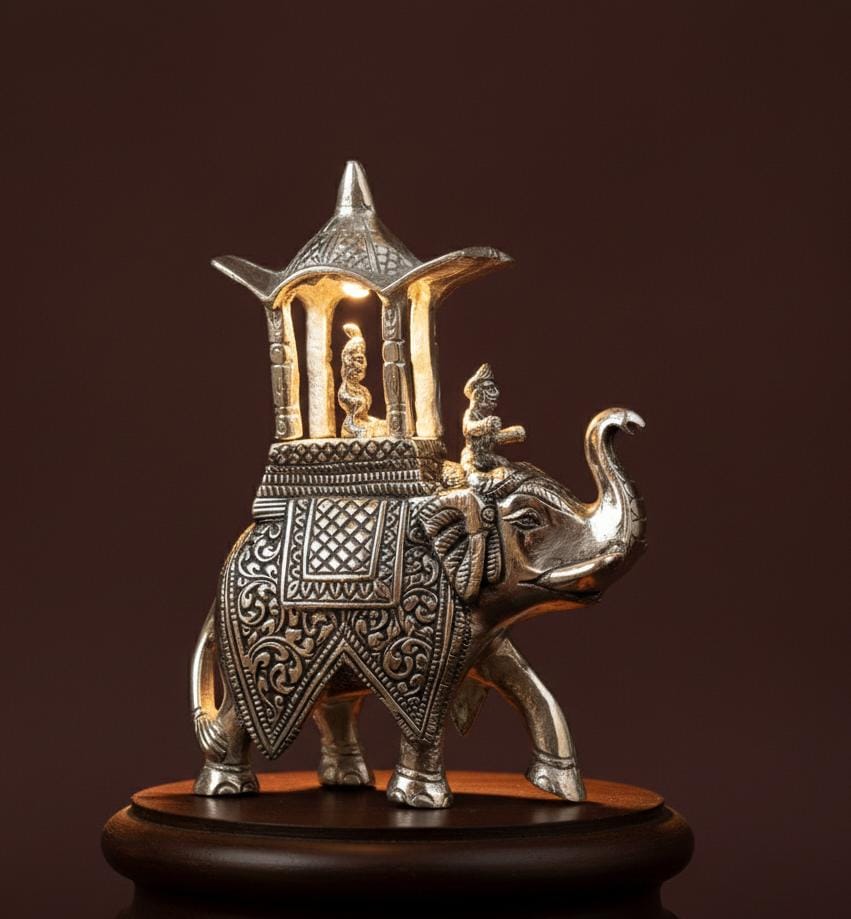 Silver Elephant Decorative Statue