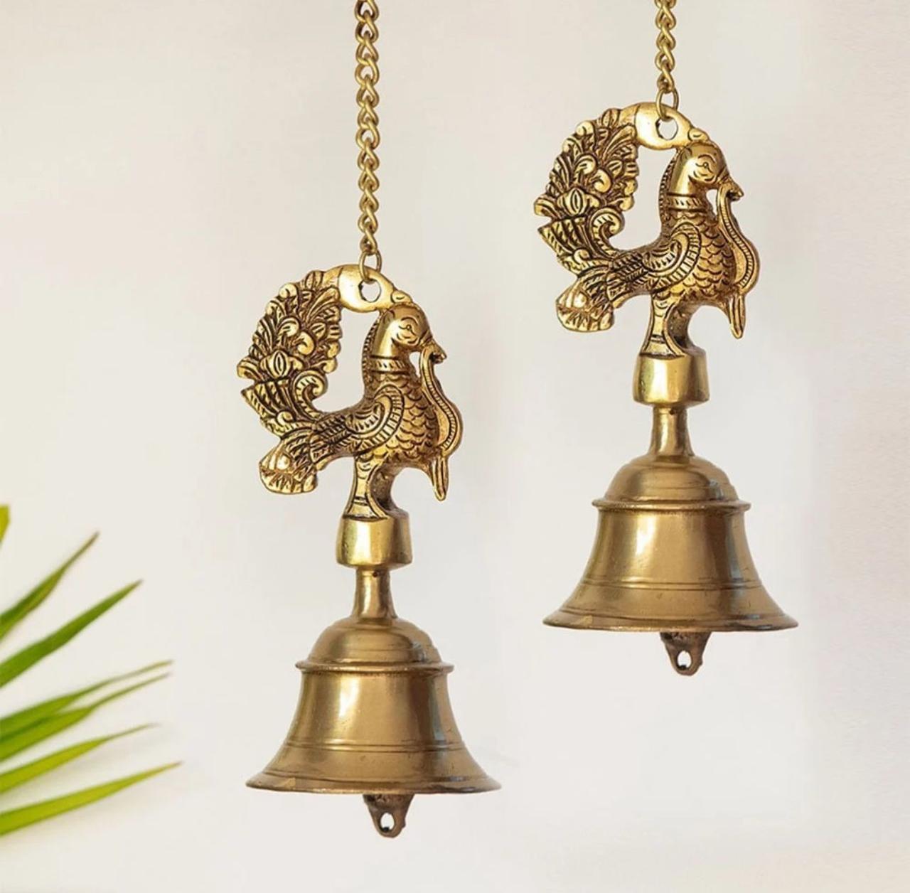 Brass Hanging Peacock Bell Set