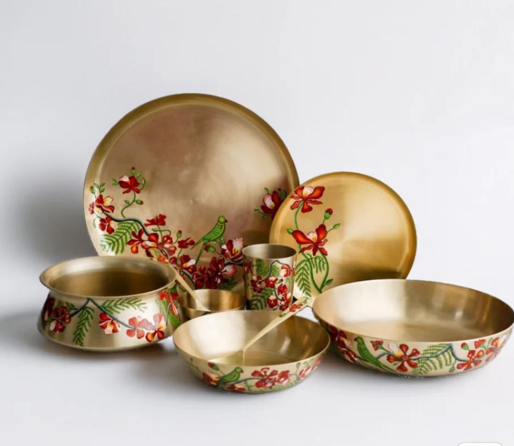 Hand-painted Brass Dinner Set