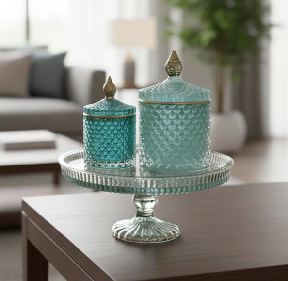 Elegant Blue Glass Storage Jars