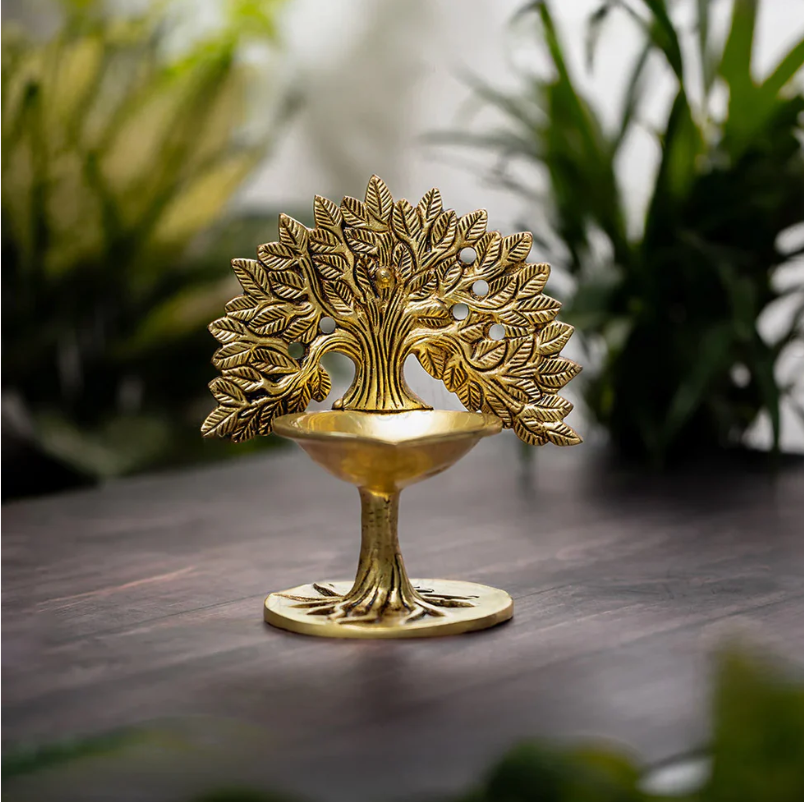 Brass Tree-Shaped Candle Holder