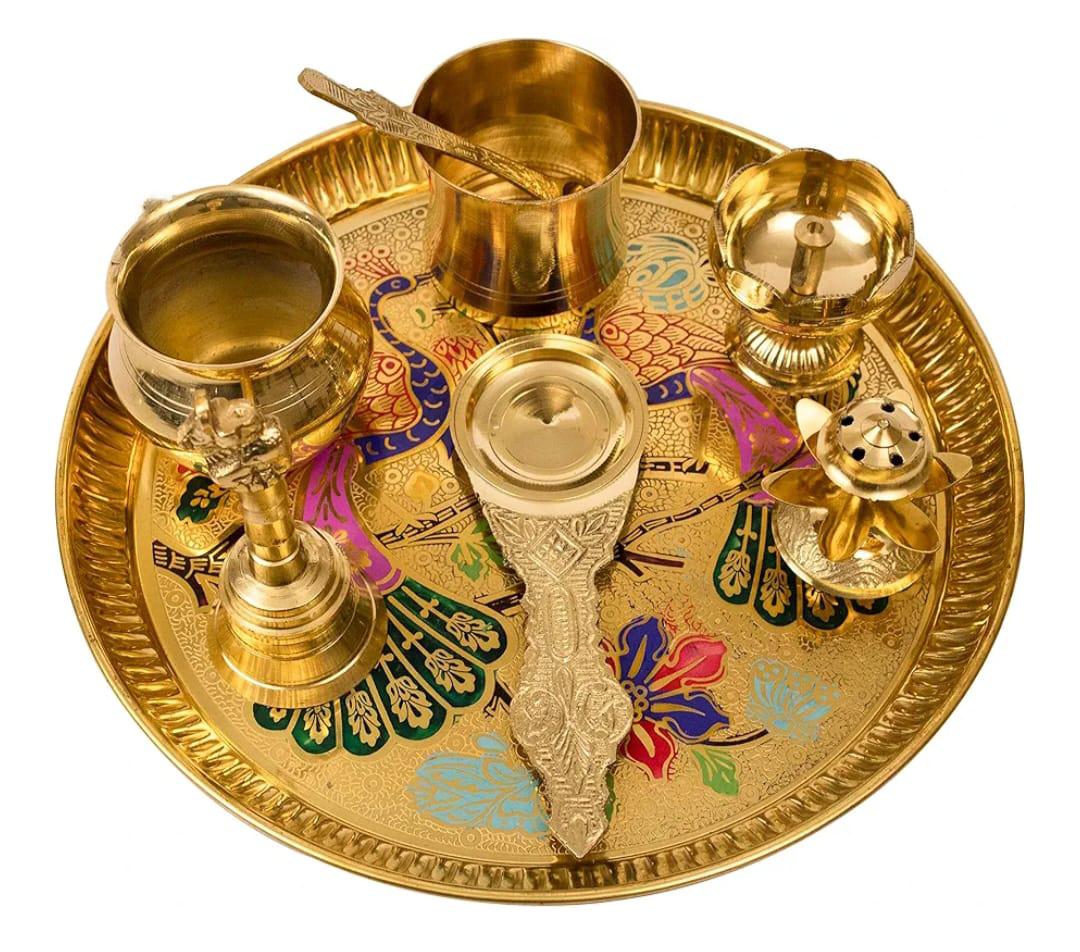 Traditional Brass Pooja Thali Set