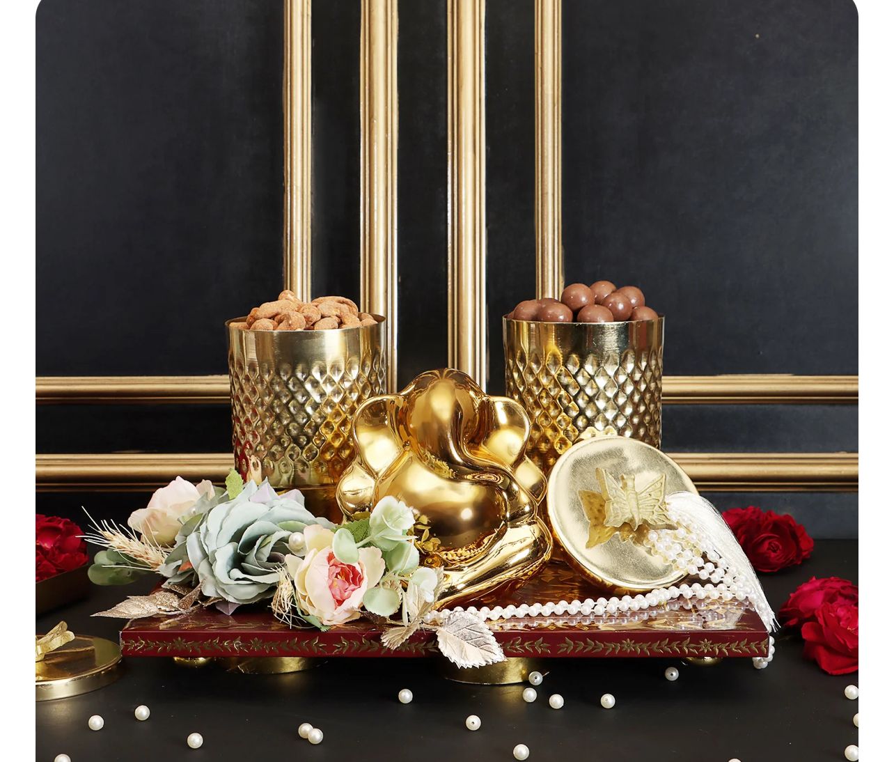 Luxury Golden Decorative Tray Set