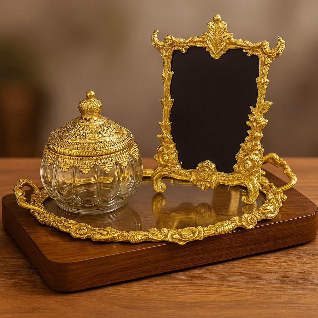 Golden Ornate Vanity Set