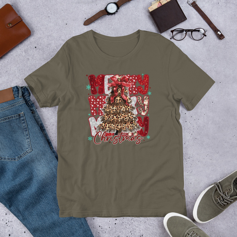 Leopard Design Merry Christmas T-Shirt