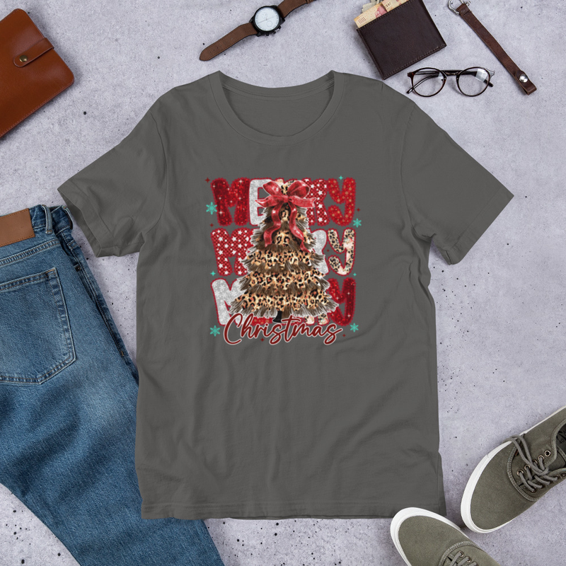 Leopard Design Merry Christmas T-Shirt