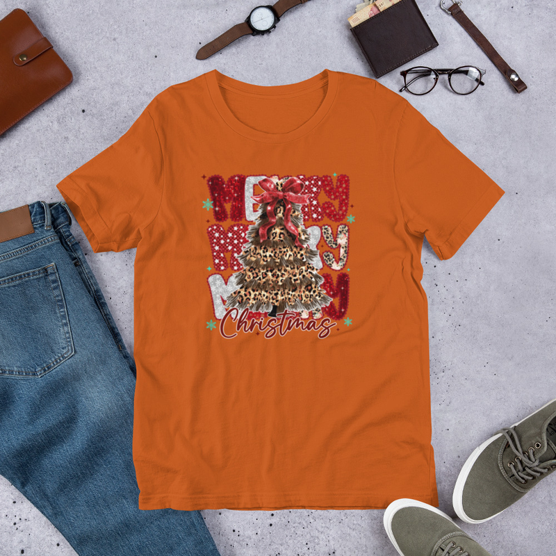 Leopard Design Merry Christmas T-Shirt