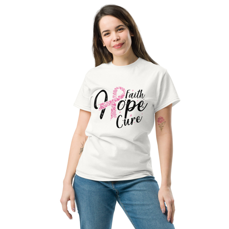 Faith • Hope • Cure – Breast Cancer Awareness Inspirational Tee”