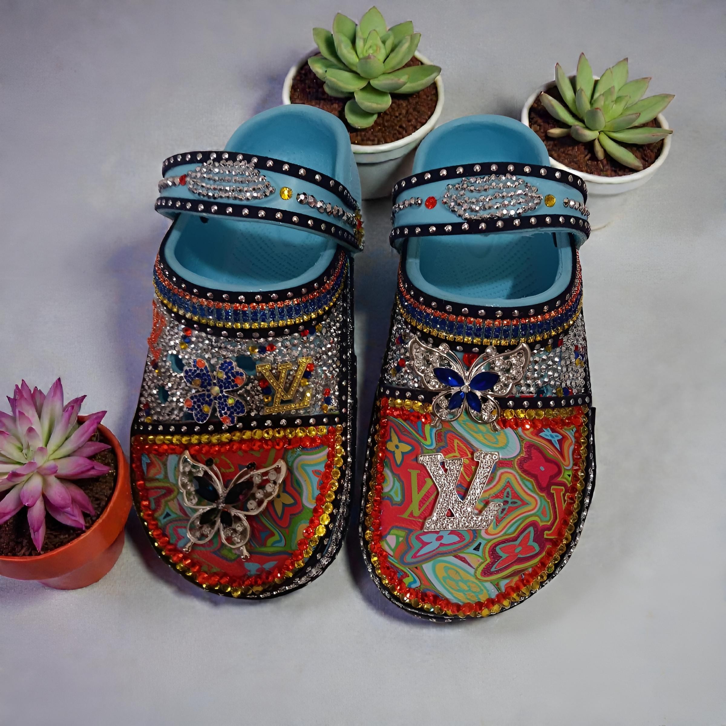 Colorful Butterfly Bling Crocs |