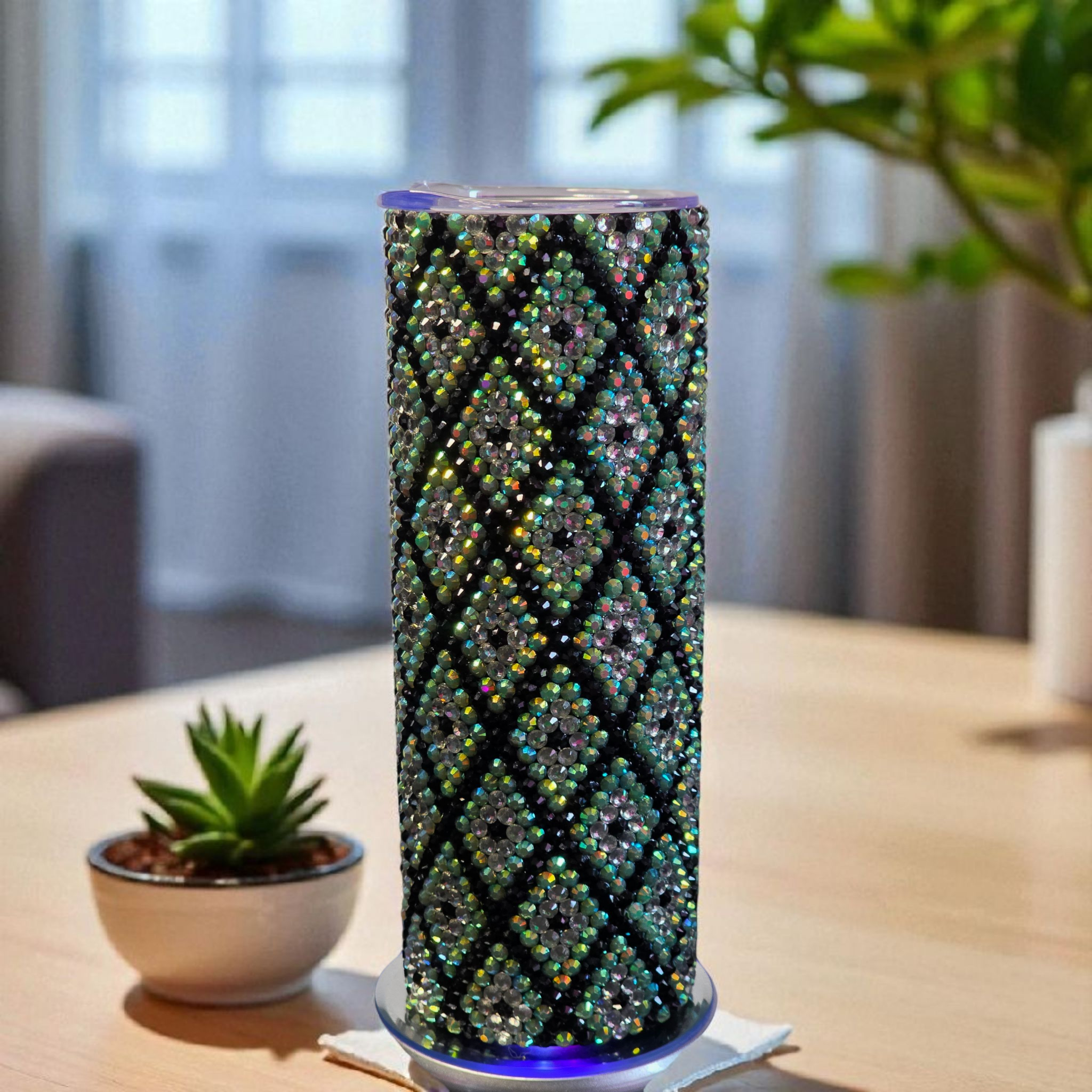 20oz Midnight Emerald Rhinestone Tumbler 