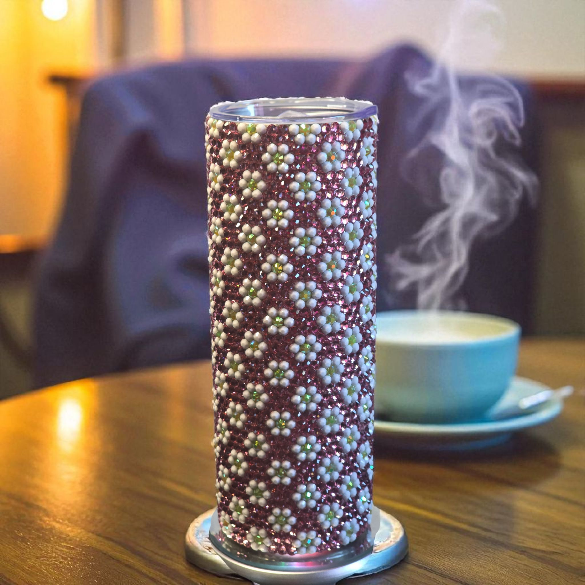 20oz Rose Blush Rhinestone Tumbler 