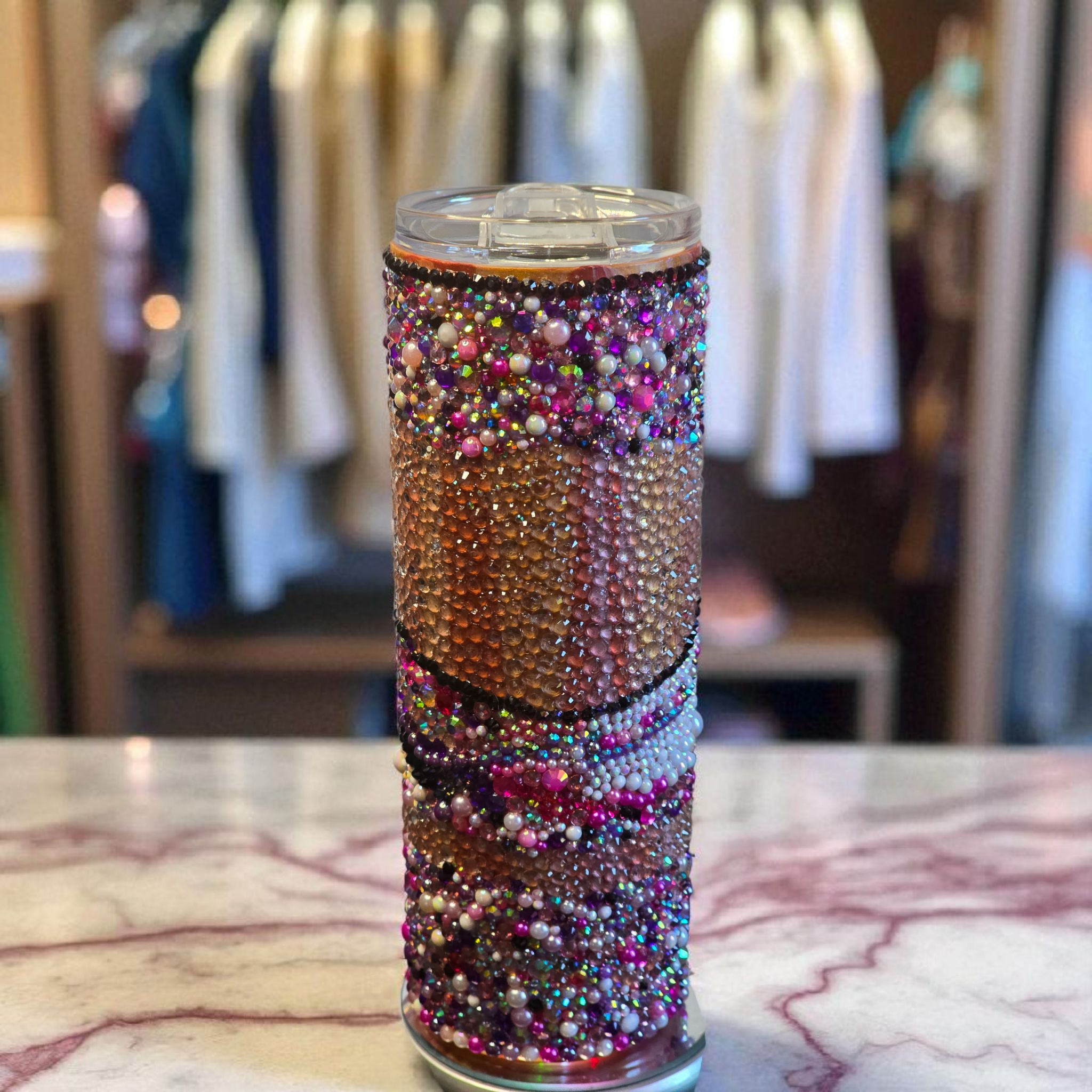 20oz Luxe Jewel Rhinestone & Pearl Tumbler  