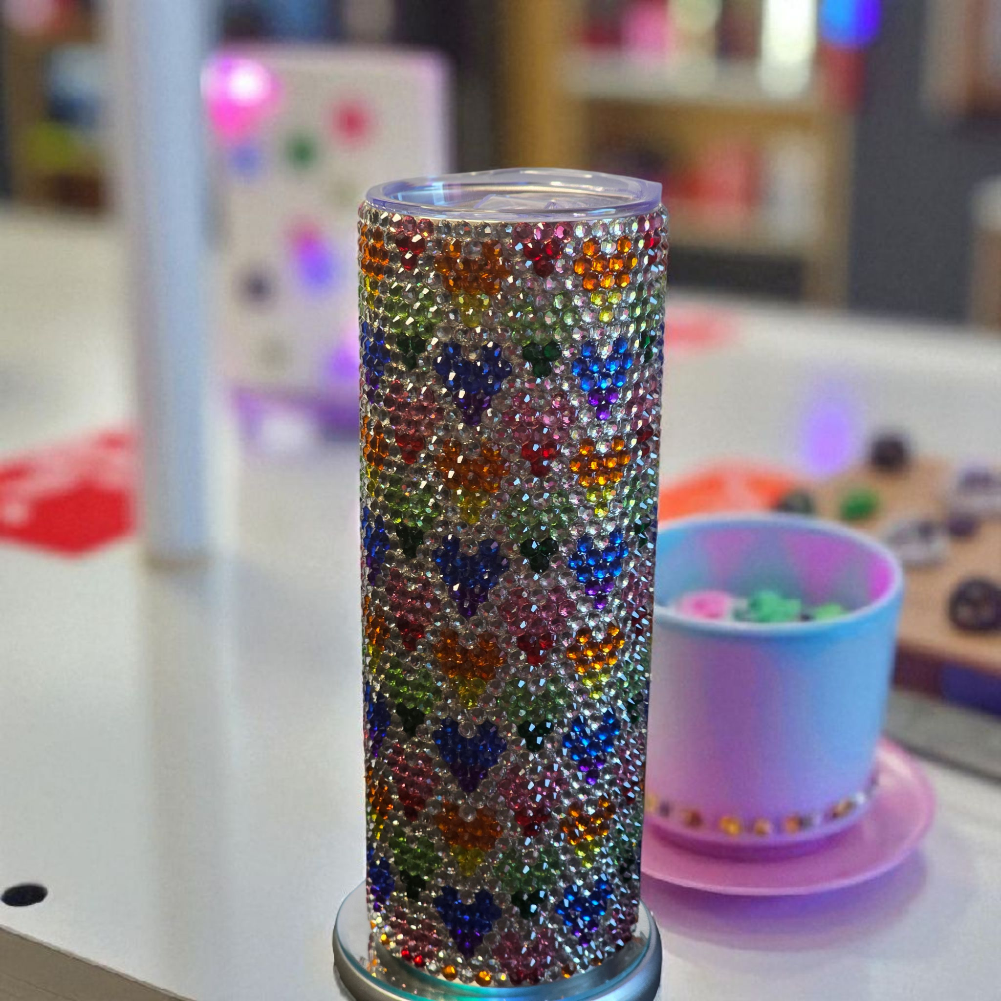 20oz Rainbow Jewel Rhinestone Tumbler 