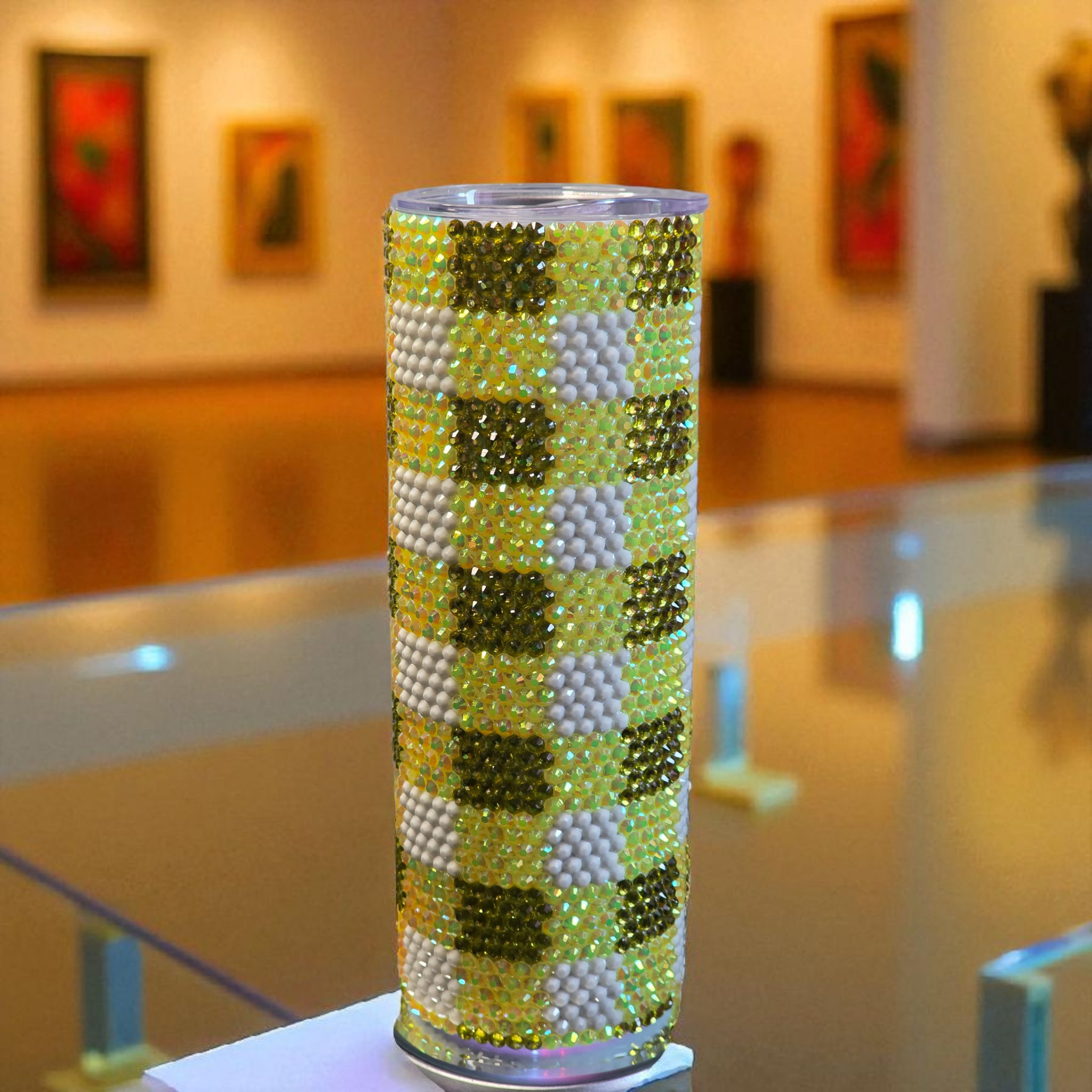 Checkered Rhinestone Tumbler 20oz