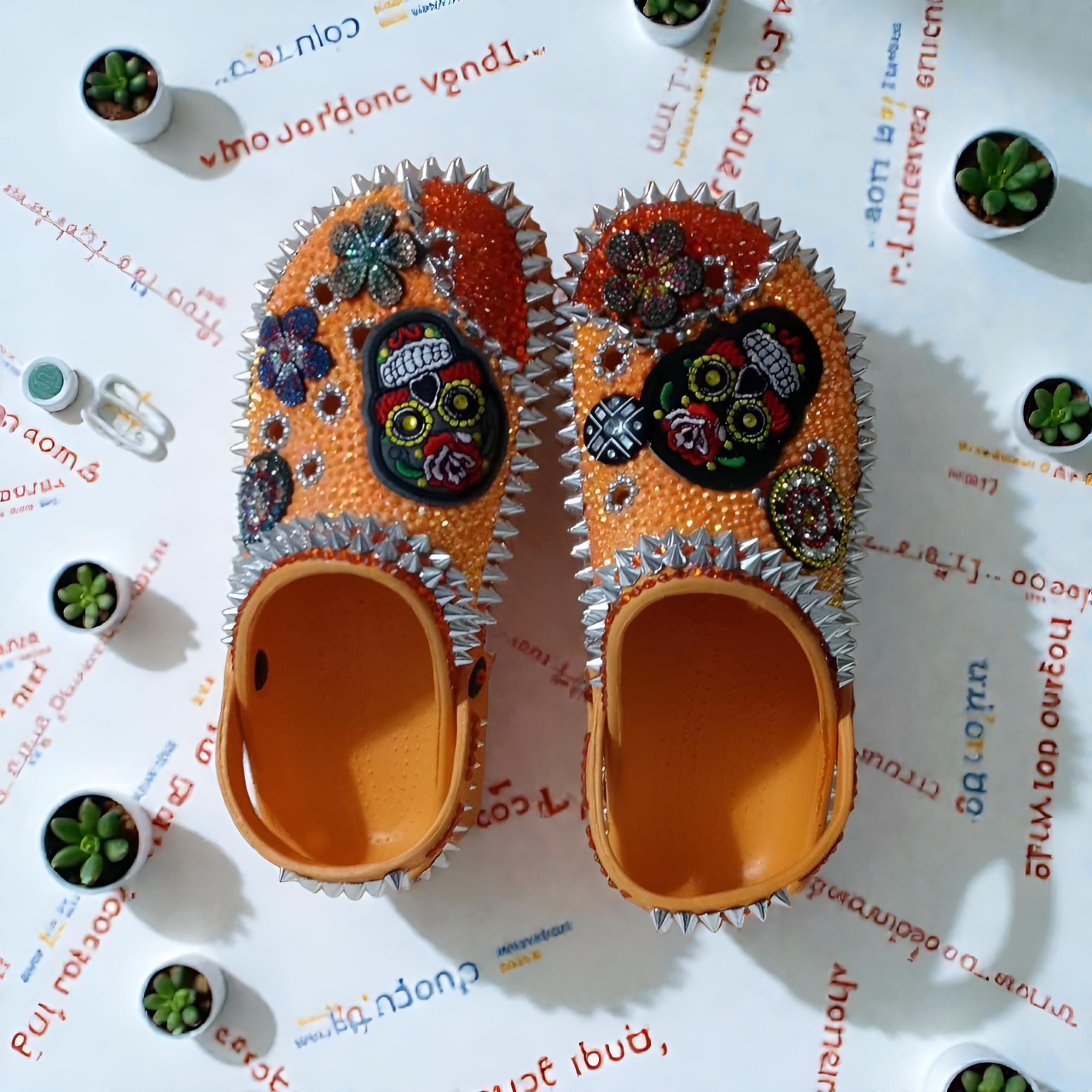 Orange Sugar Skull Bling Crocs |