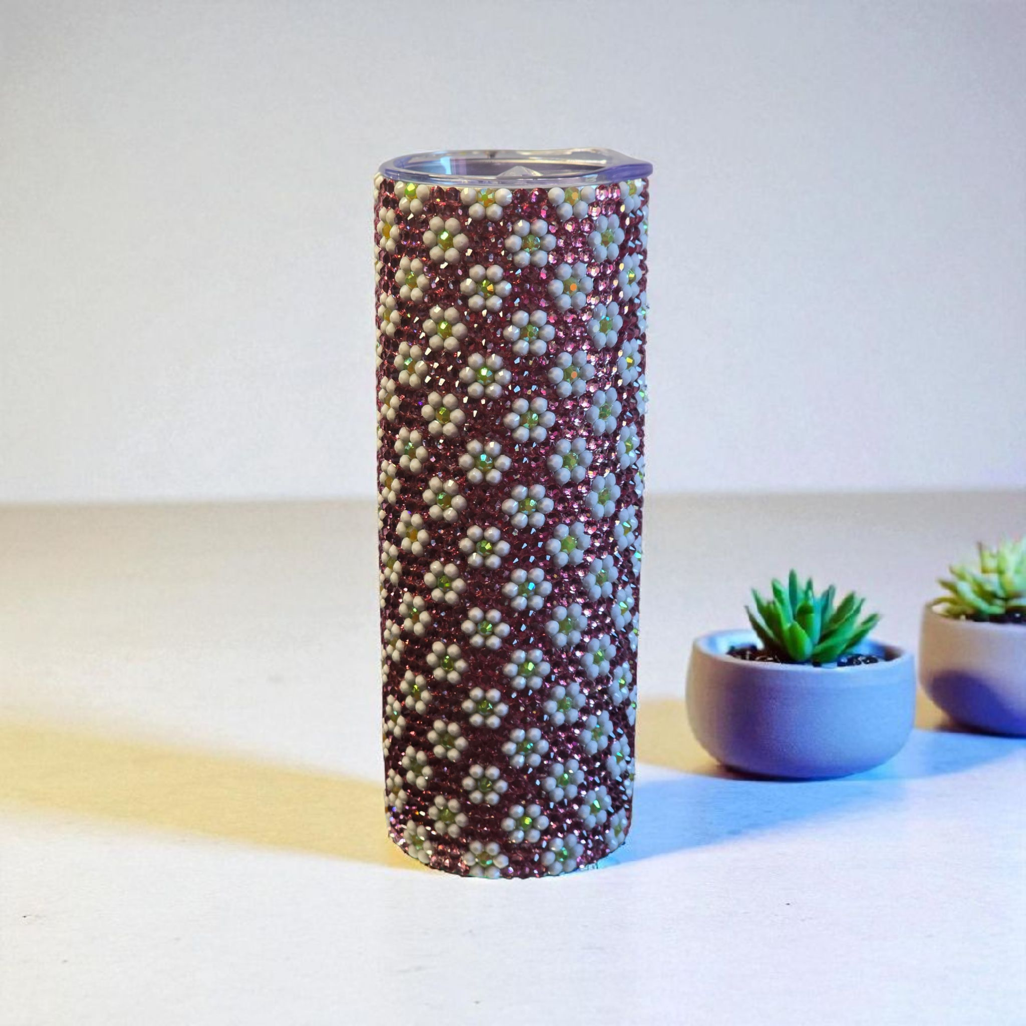 20oz Rose Blush Rhinestone Tumbler 