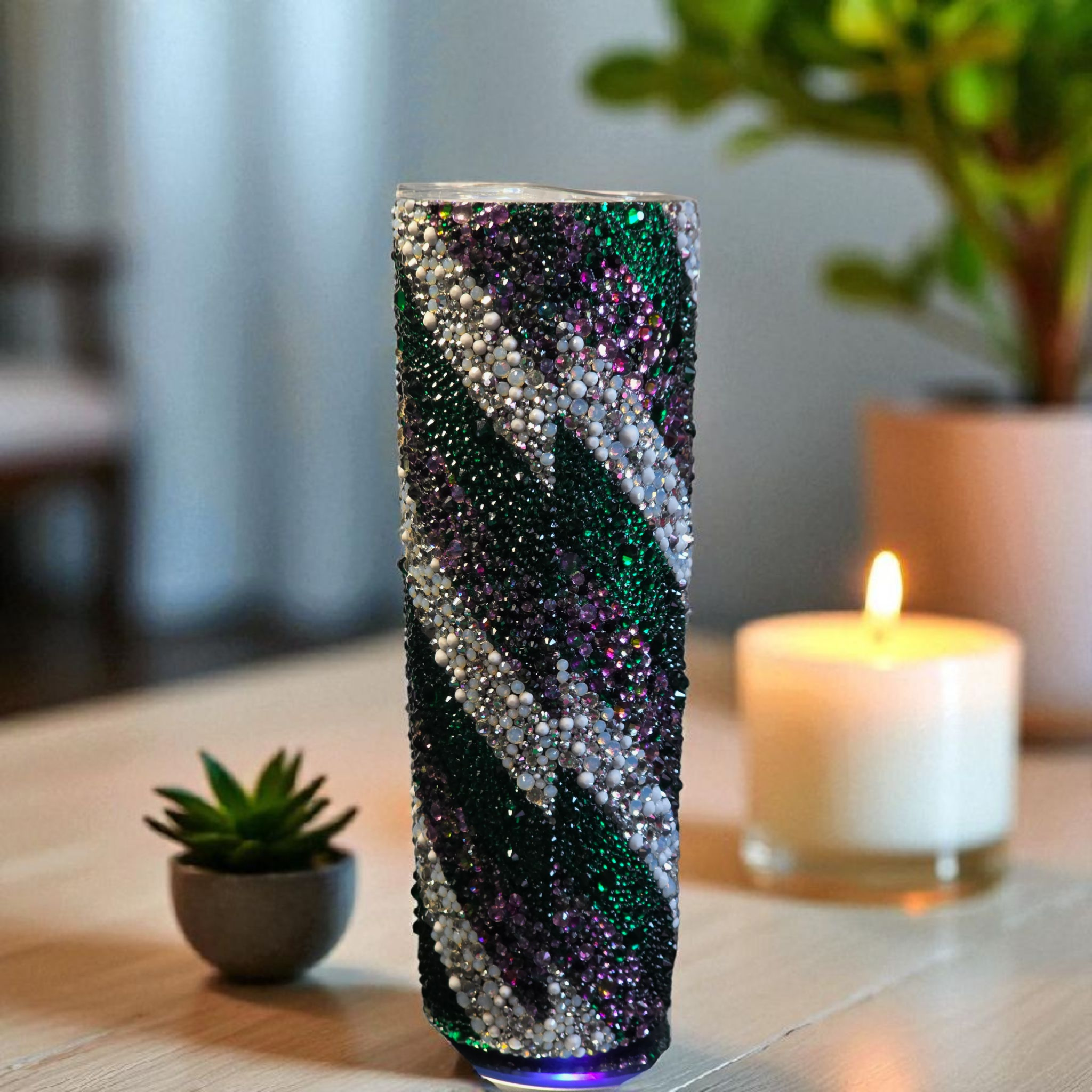  Emerald Night Rhinestone  30oz Skinny Tumbler 