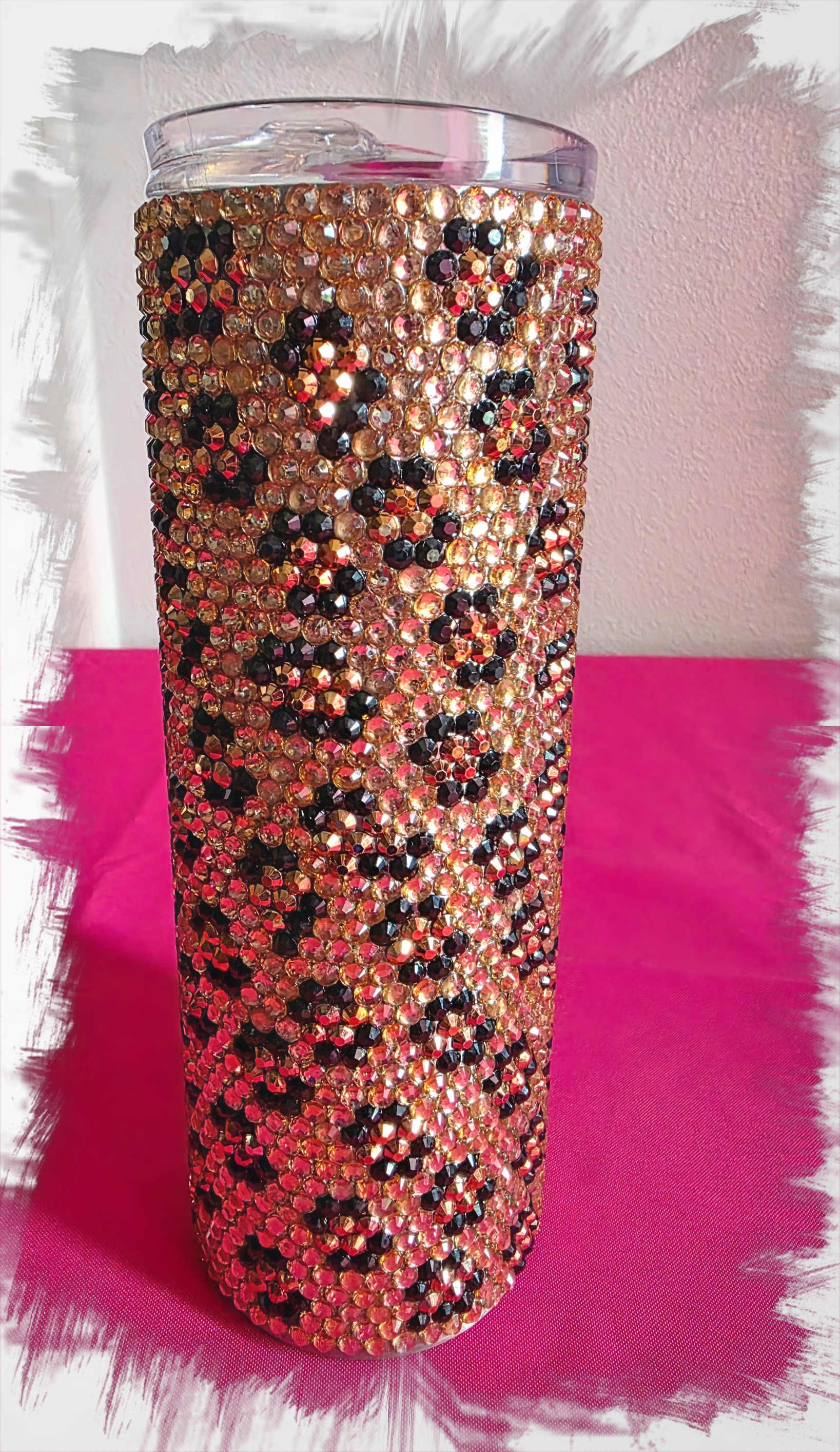 Leopard Rhinestone Studded Tumbler