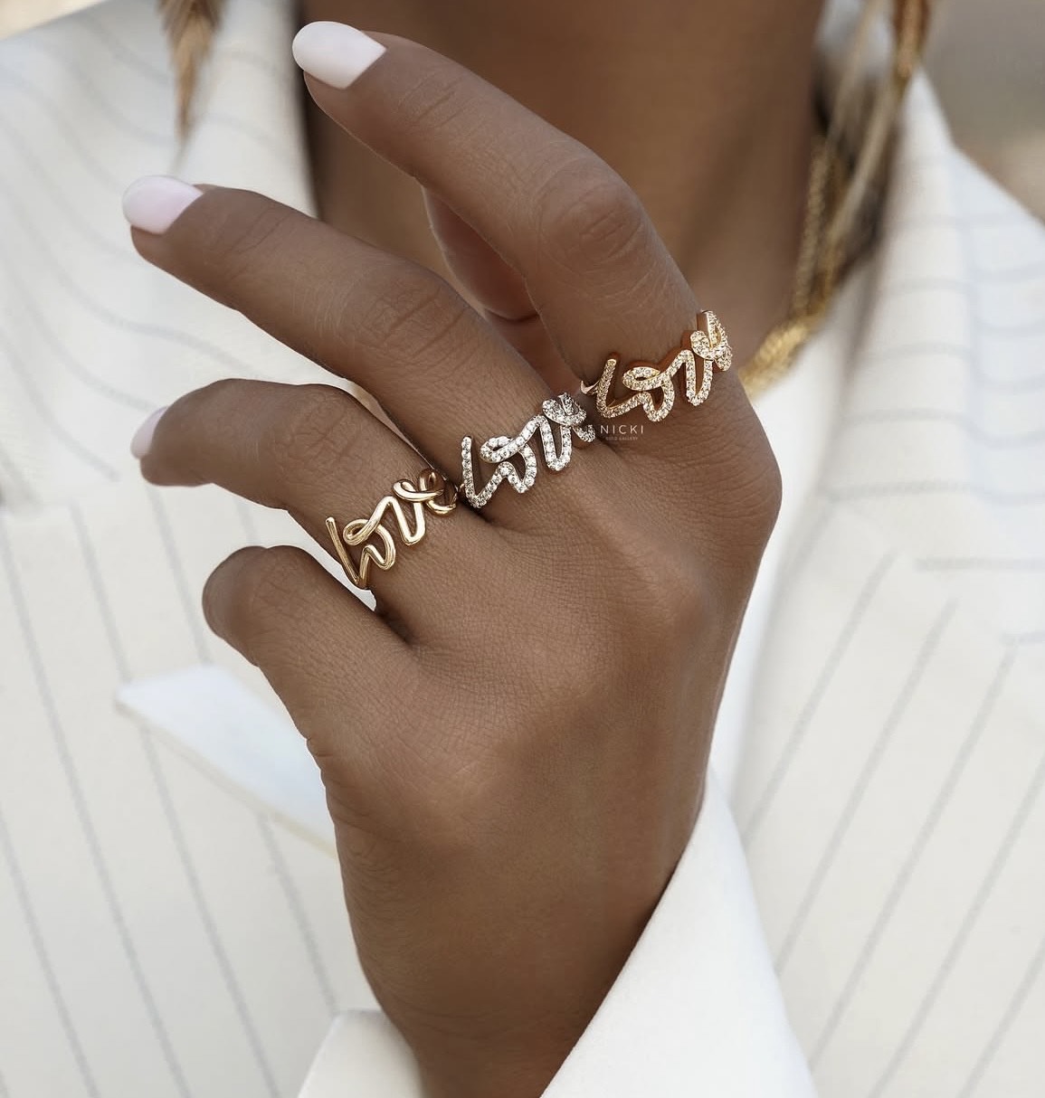 Love Script Ring Set