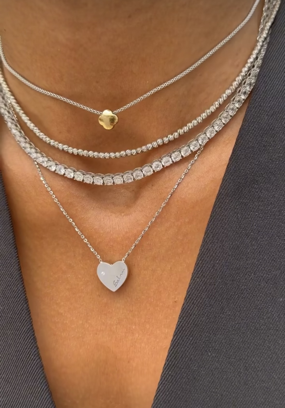 Layered Heart Necklace Set