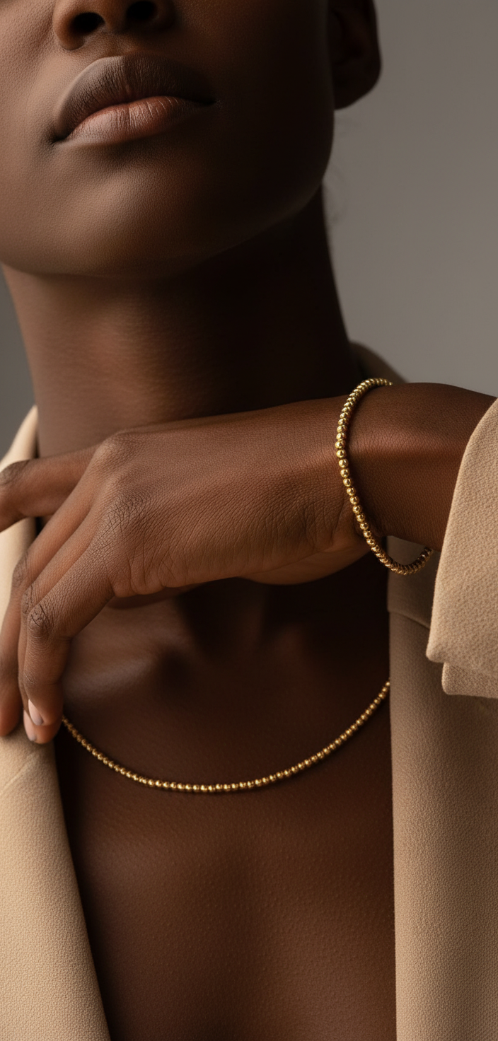 Gold Beaded Jewelry Set