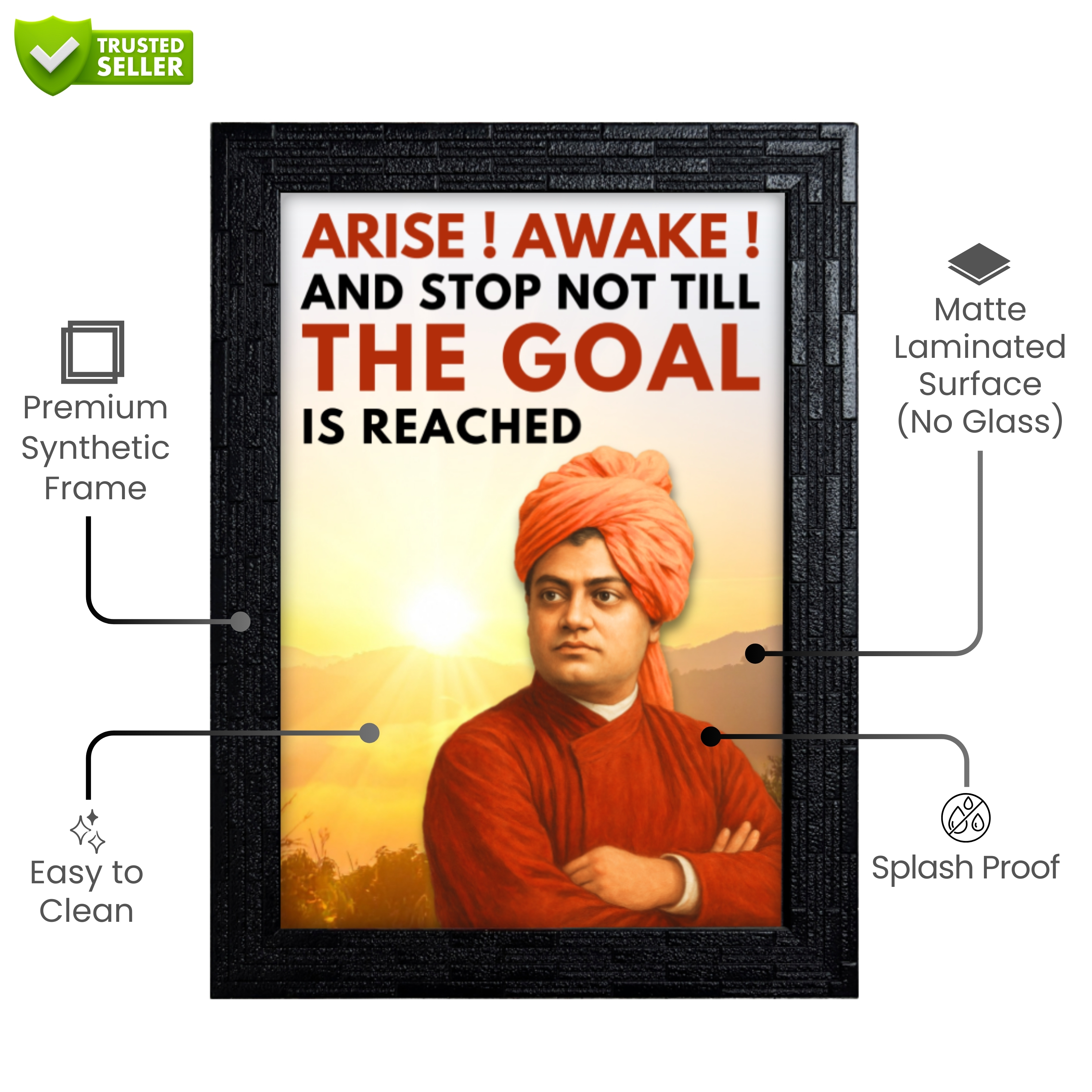 Inspirational Swami Vivekananda Quote Frame For Home & Office, Study Room, Wall Decor
