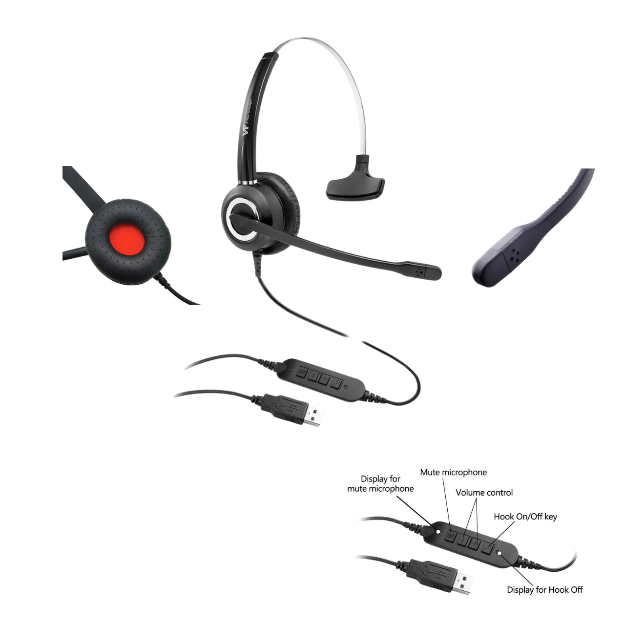 Auricular VT6200 con cable USB