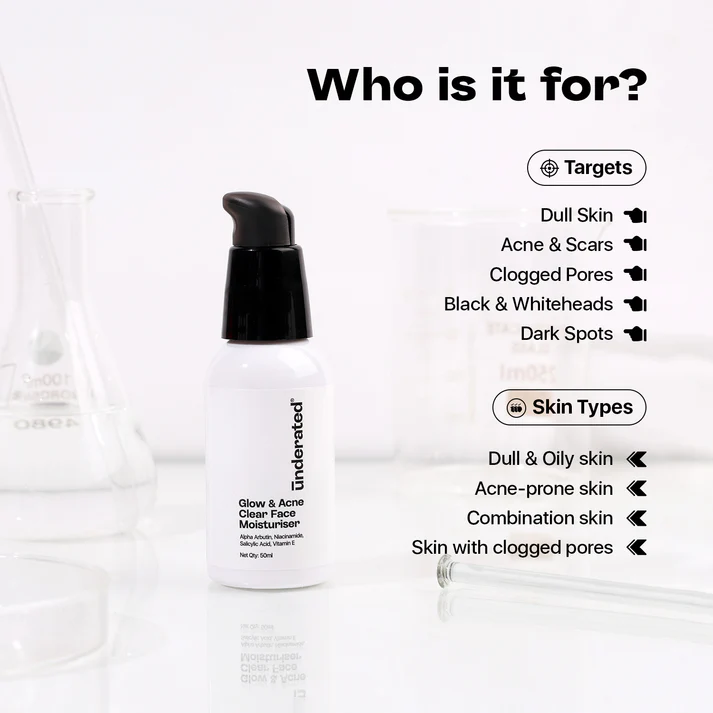 Glow and Acne Clear Face Moisturiser - 50g | Reduces Pimples and Provides Glow