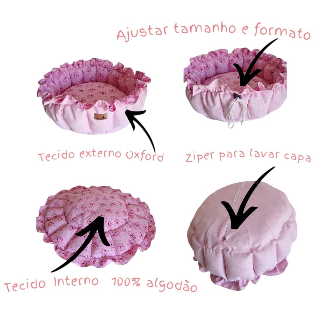 A Cama Almofada Pet Luxo Redonda com Zíper P