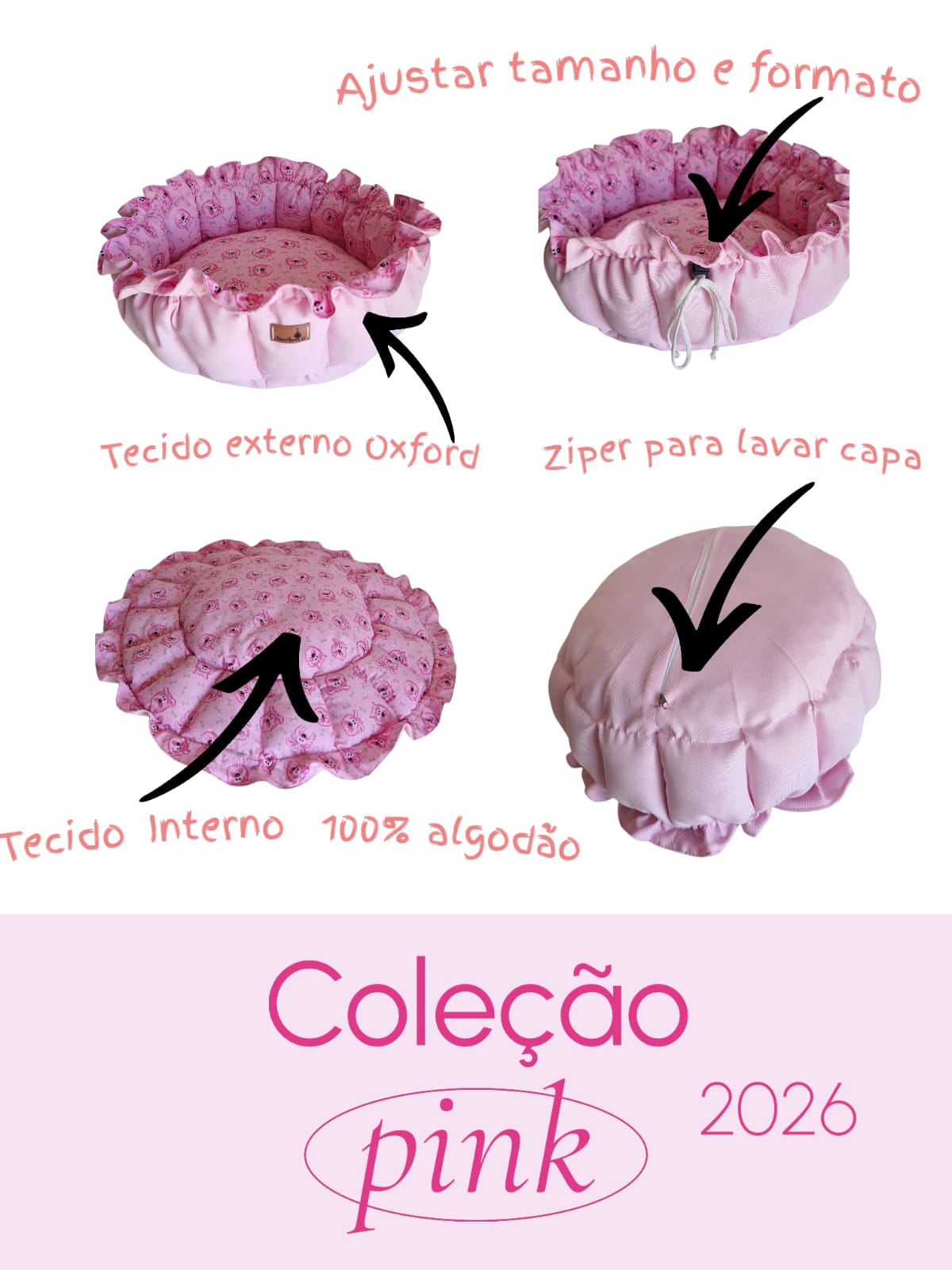A Cama Almofada Pet Luxo Redonda com Zíper PP 