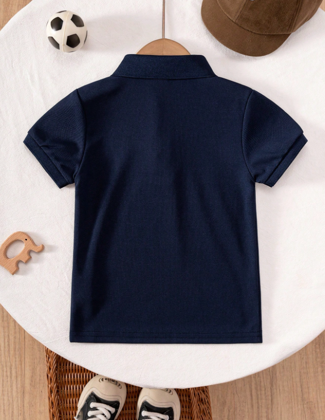 Kids Solid Navy Polo T-Shirt