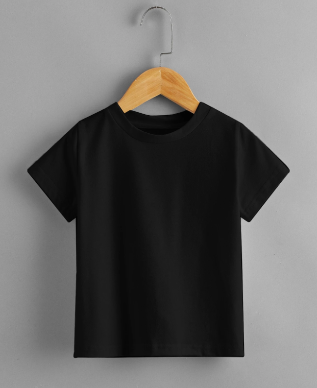 Kids Plain Black Round Neck T-Shirt | 100% Cotton Kids T-Shirt