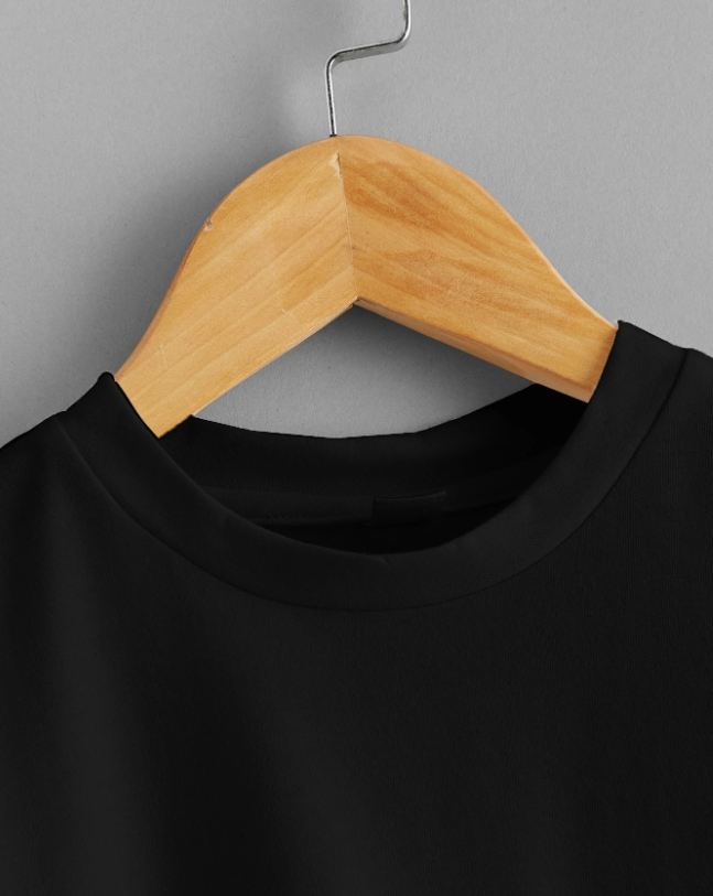 Kids Plain Black Round Neck T-Shirt | 100% Cotton Kids T-Shirt