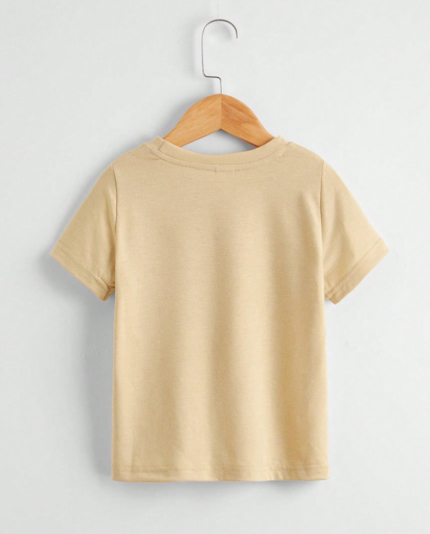 Kids Plain  Light Khaki Round Neck T-Shirt | 100% Cotton Kids T-Shirt