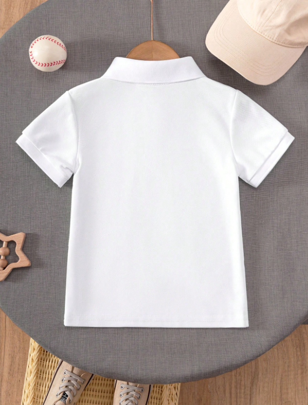 Kids Solid White Polo T-Shirt