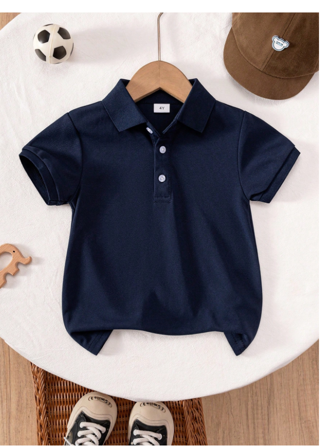 Kids Solid Navy Polo T-Shirt