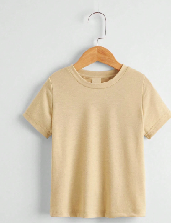 Kids Plain  Light Khaki Round Neck T-Shirt | 100% Cotton Kids T-Shirt