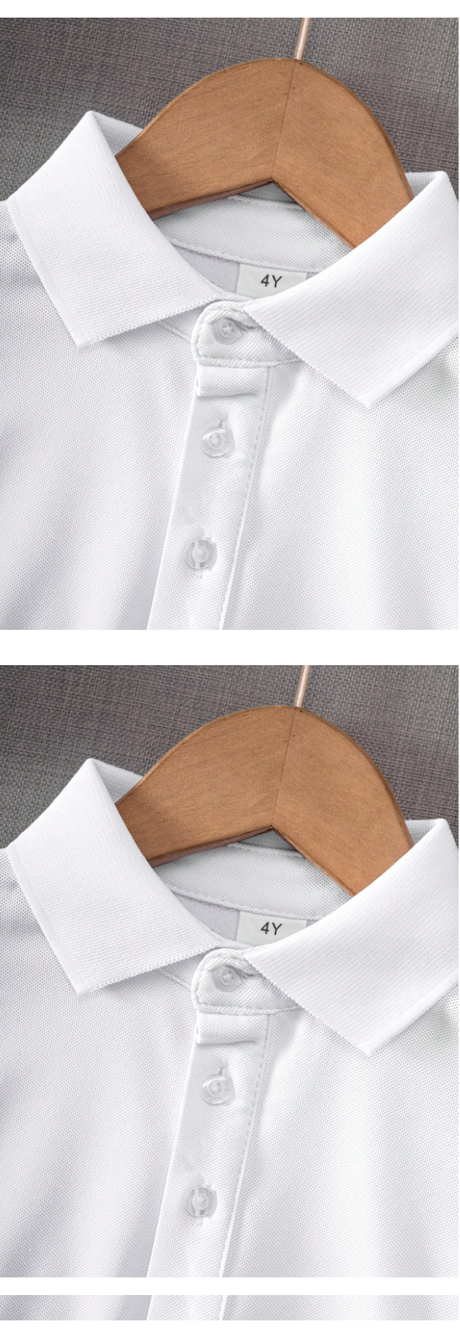 Kids Solid White Polo T-Shirt