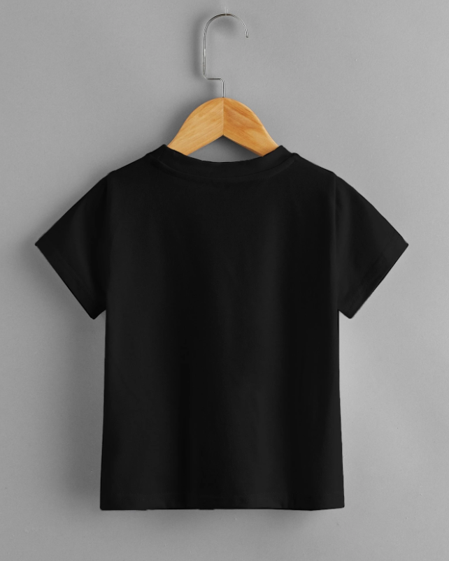 Kids Plain Black Round Neck T-Shirt | 100% Cotton Kids T-Shirt