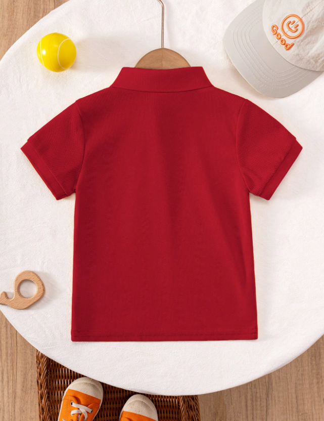 Kids Solid Red Polo T-Shirt
