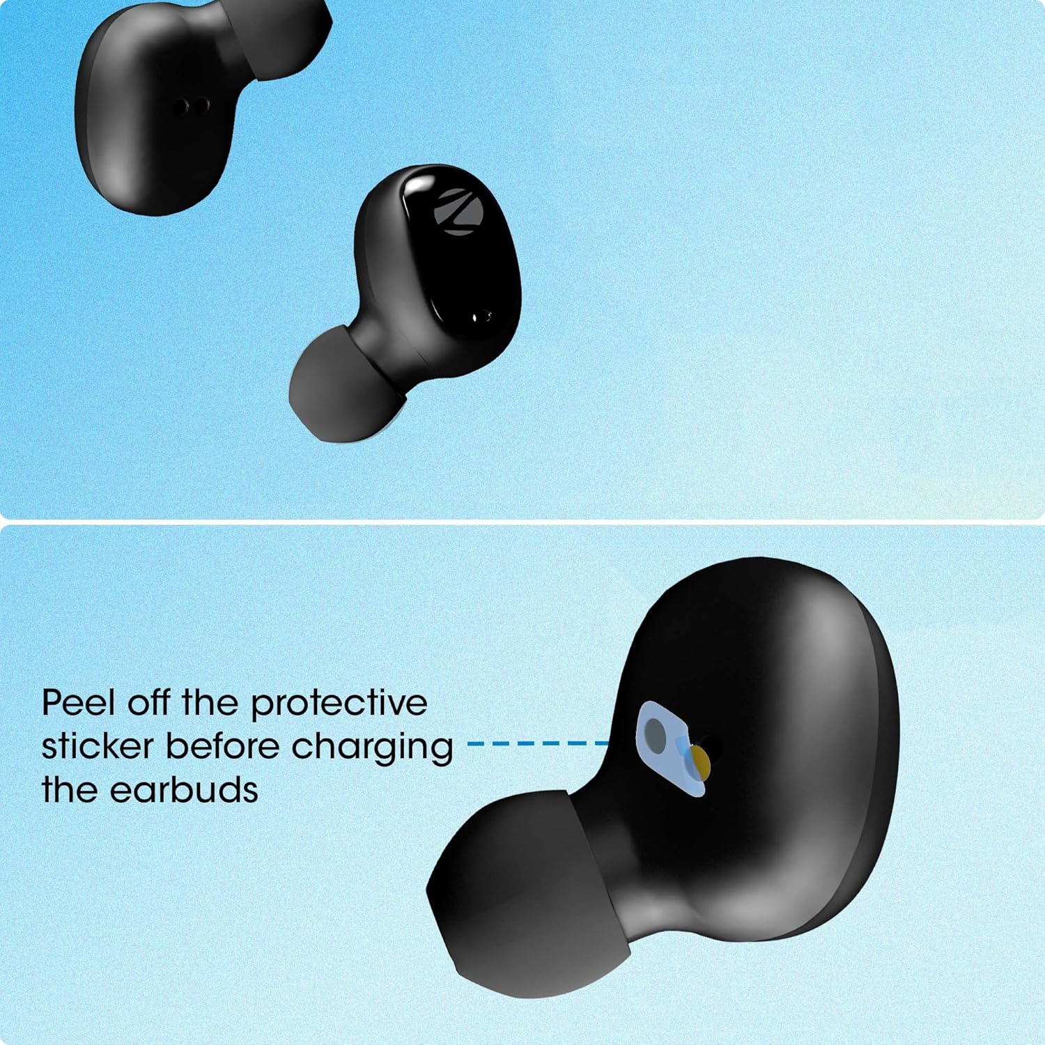 Wireless Bluetooth Earbuds ZEBRONICS Zeb-Sound Bomb 1 TWS Earbuds with BT5.0, Up to 12H Playback, Touch Controls, Voice Assistant, Splash Proof with Type C Portable Charging Case