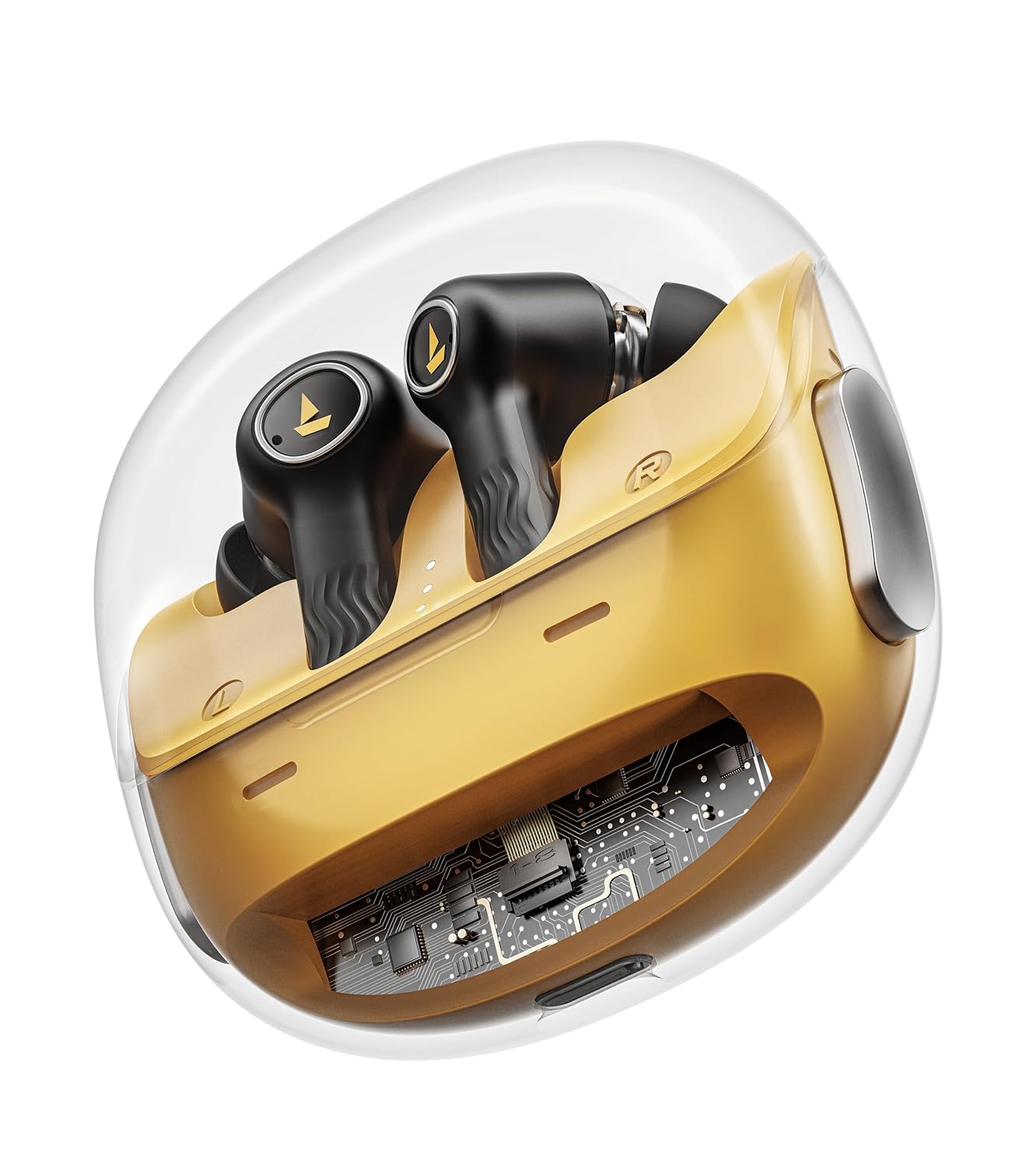 boAt Nirvana Crystl Earbuds boAt New Launch Nirvana Crystl, Transparent Case,Spatial Audio, ANC(~32dB), 100Hrs Battery,4Mics ENx, Dual Pair,App Support, Bluetooth Earbuds, TWS Ear Buds Wireless Earphones