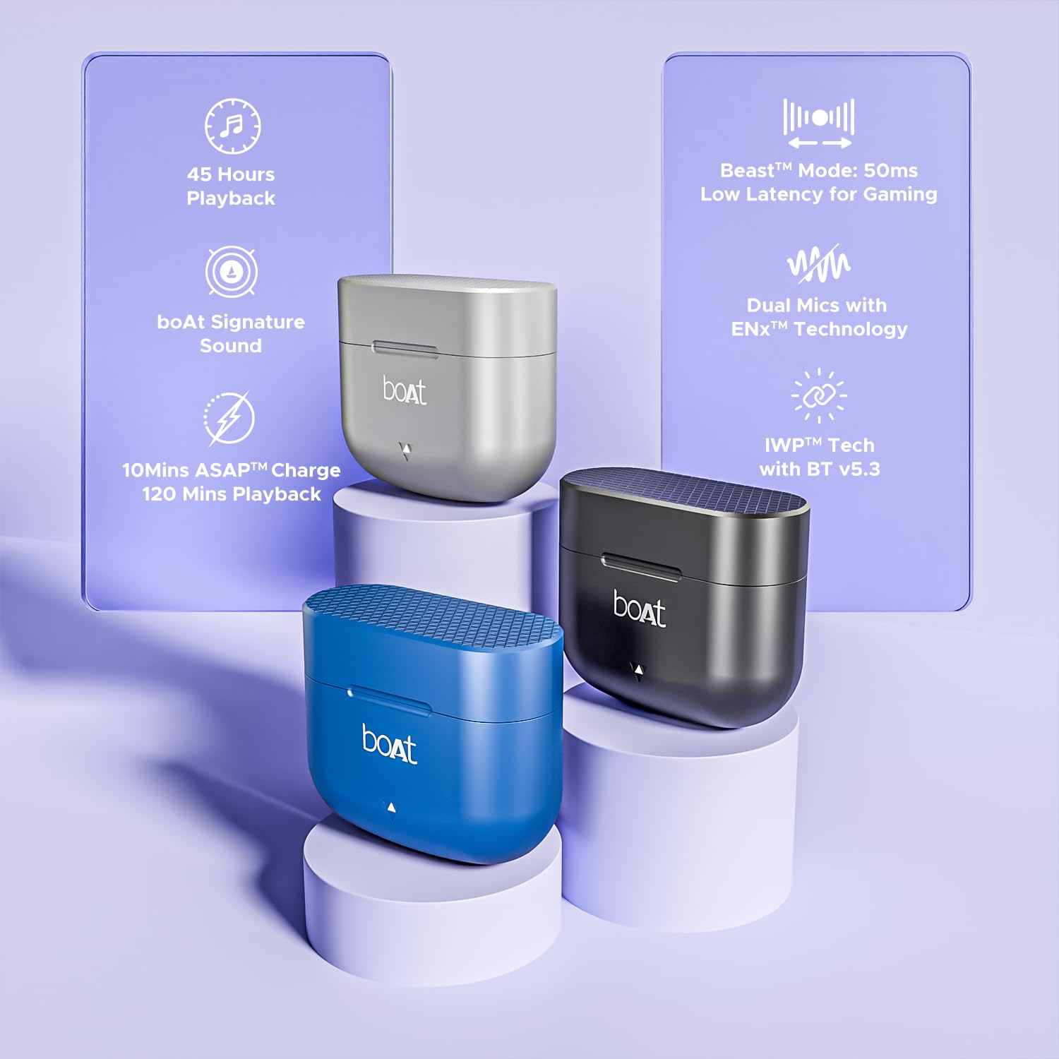 Airdopes 91 Wireless Earbuds boAt Airdopes 91, 45HRS Battery, 50ms Low Latency, ENx Tech, Fast Charge, IPX4, IWP Tech, v5.3 Bluetooth Earbuds, TWS Ear Buds Wireless Earphones 